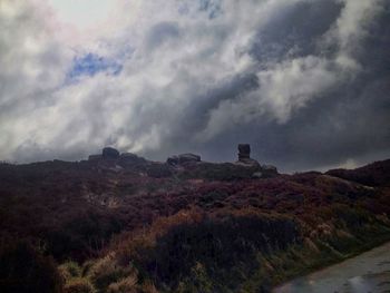 Scenic view of landscape against cloudy sky