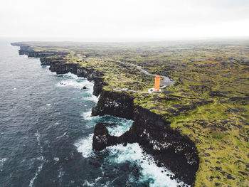 High angle view of sea against sky