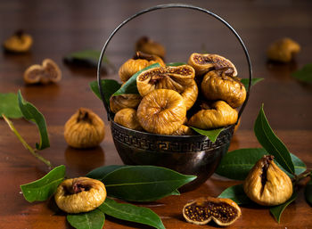 Close-up of fruits in bowl on table