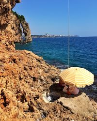 Scenic view of sea against clear sky