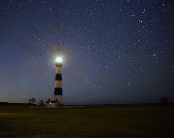 Built structure against clear sky at night