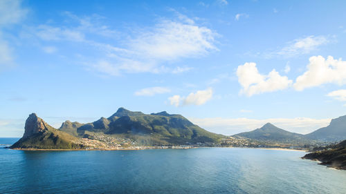 Scenic view of sea against cloudy sky