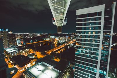 Illuminated cityscape at night