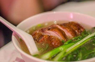 Close-up of soup in bowl
