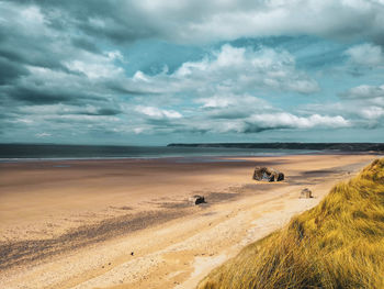 Scenic view of beach against sky