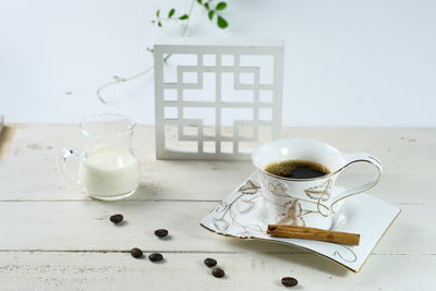 Coffee cup on table