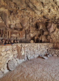 Stone wall in cave