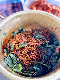 Close-up of noodles in bowl