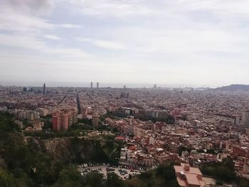 High angle view of cityscape against sky