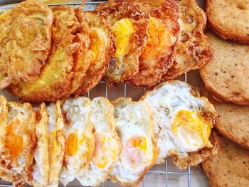 High angle view of bread