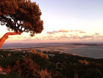 Scenic view of sea at sunset