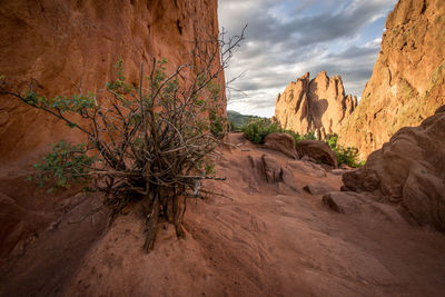 View of rock formation against sky