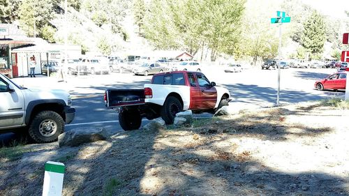 Cars parked on road