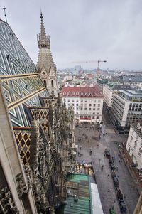 High angle view of buildings in city
