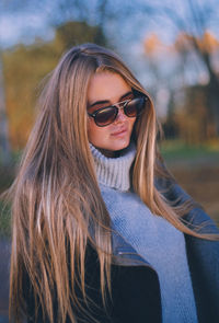 Young woman wearing sunglasses