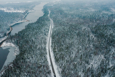 High angle view of river land