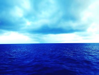 Scenic view of sea against cloudy sky