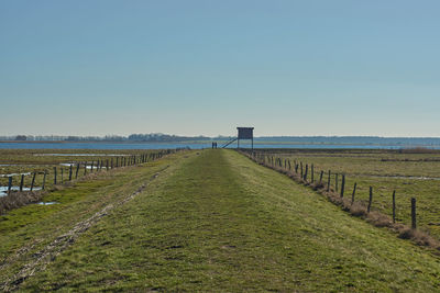 Scenic view of land against clear sky