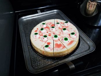 High angle view of dessert in container