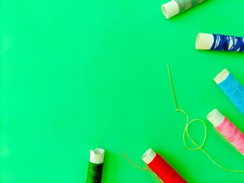High angle view of pen on table