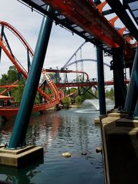 Bridge over river against sky