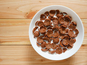 High angle view of food in plate on table