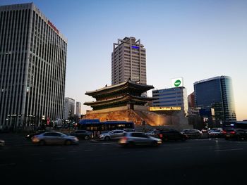 Low angle view of traffic on road in city