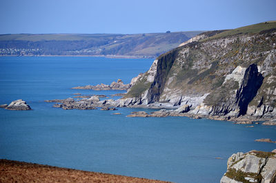 Scenic view of sea against clear sky