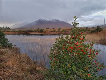 Scenic view of lake against sky