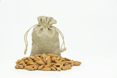 Close-up of bread against white background