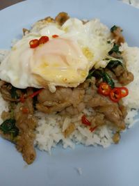 High angle view of meal served in plate