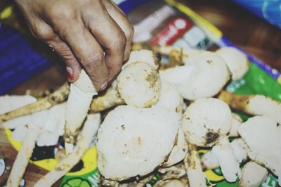 Close-up of hand holding food