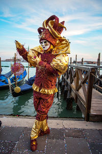 Portrait of man wearing costume during carnival