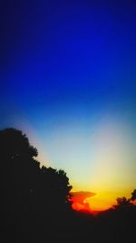 Low angle view of silhouette trees against sky at sunset