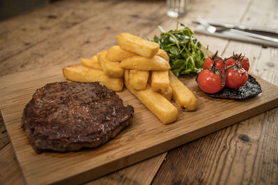 Close-up of food on cutting board