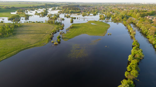 High angle view of lake