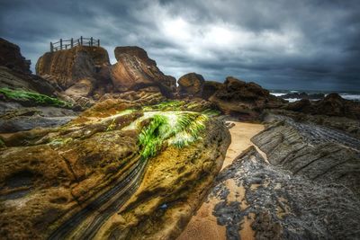 Scenic view of landscape against cloudy sky