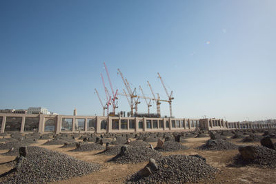 Construction site against blue sky