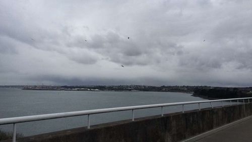 Scenic view of sea against cloudy sky