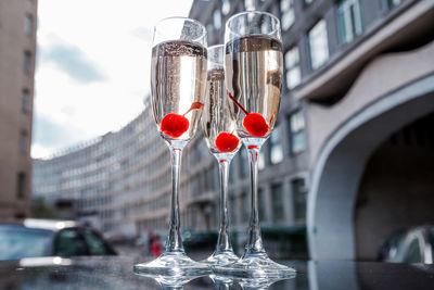 Close-up of wine glass on table