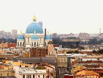 View of cityscape against clear sky