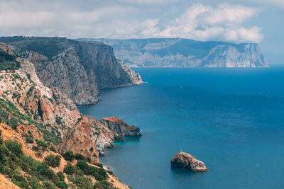 High angle view of sea against sky