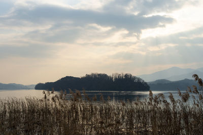 Scenic view of lake against sky