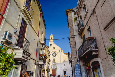 Low angle view of buildings against sky in city