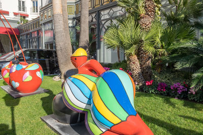 View of balloons and palm trees
