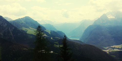 Panoramic view of mountains against sky