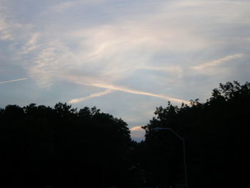 Silhouette of trees against cloudy sky