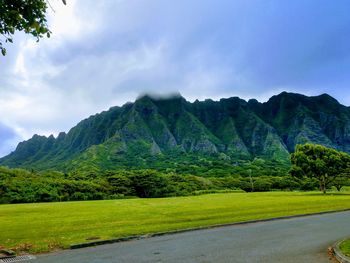 Scenic view of mountains against sky