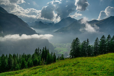 Scenic view of mountains against sky