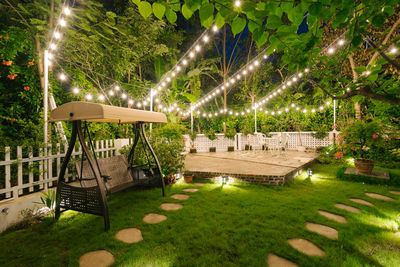 Gazebo in park at night